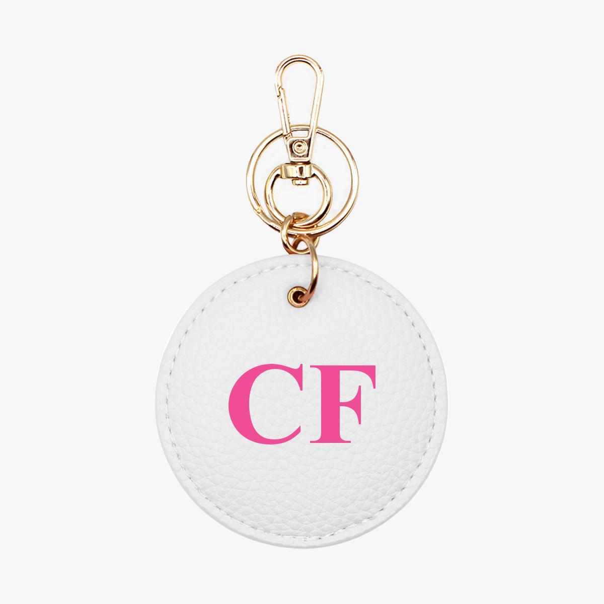 Pink Monogram Leather Keychain