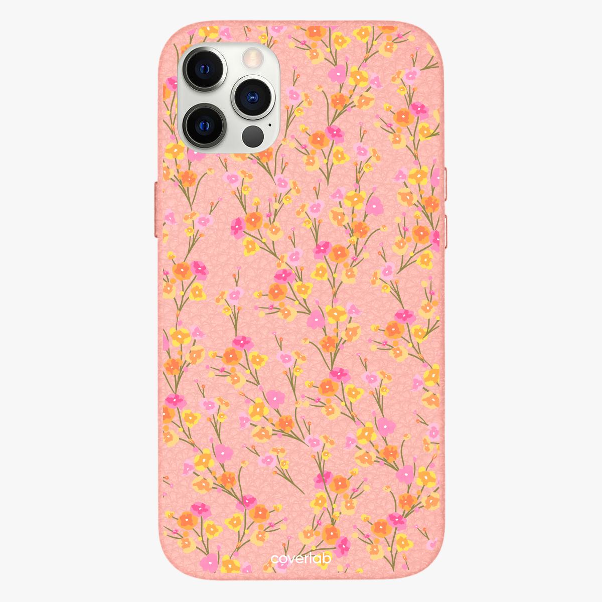 Coque en cuir iPhone personnalisée Coucher de Soleil en Fleurs