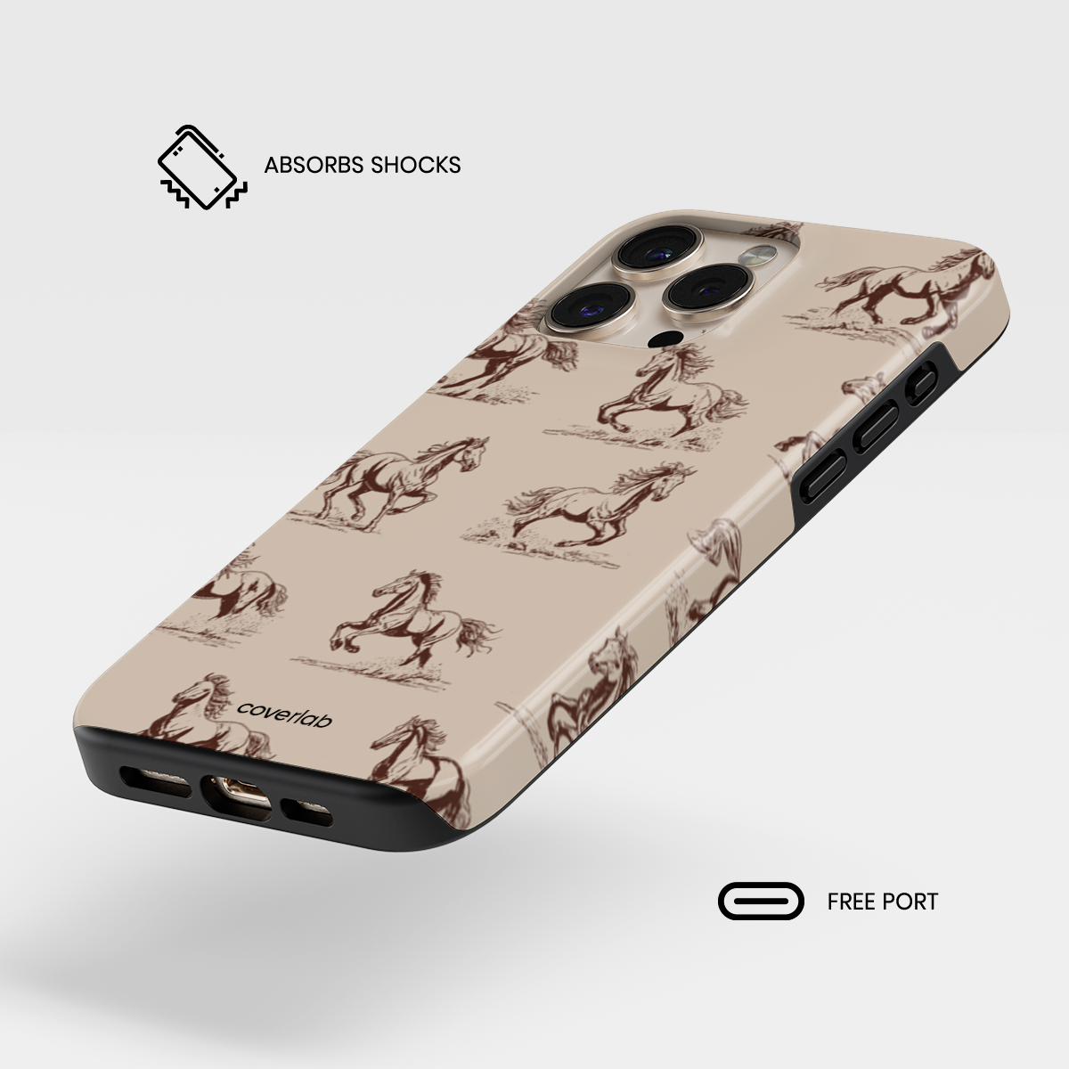 Running Horses Beige Tough iPhone Case