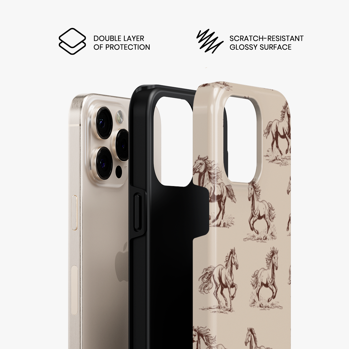 Running Horses Beige Tough iPhone Case