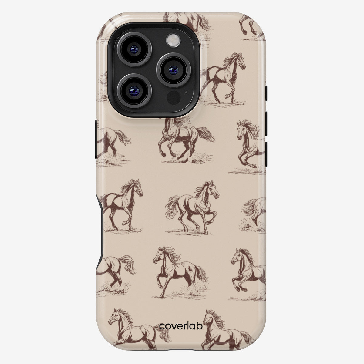 Running Horses Beige Tough iPhone Case